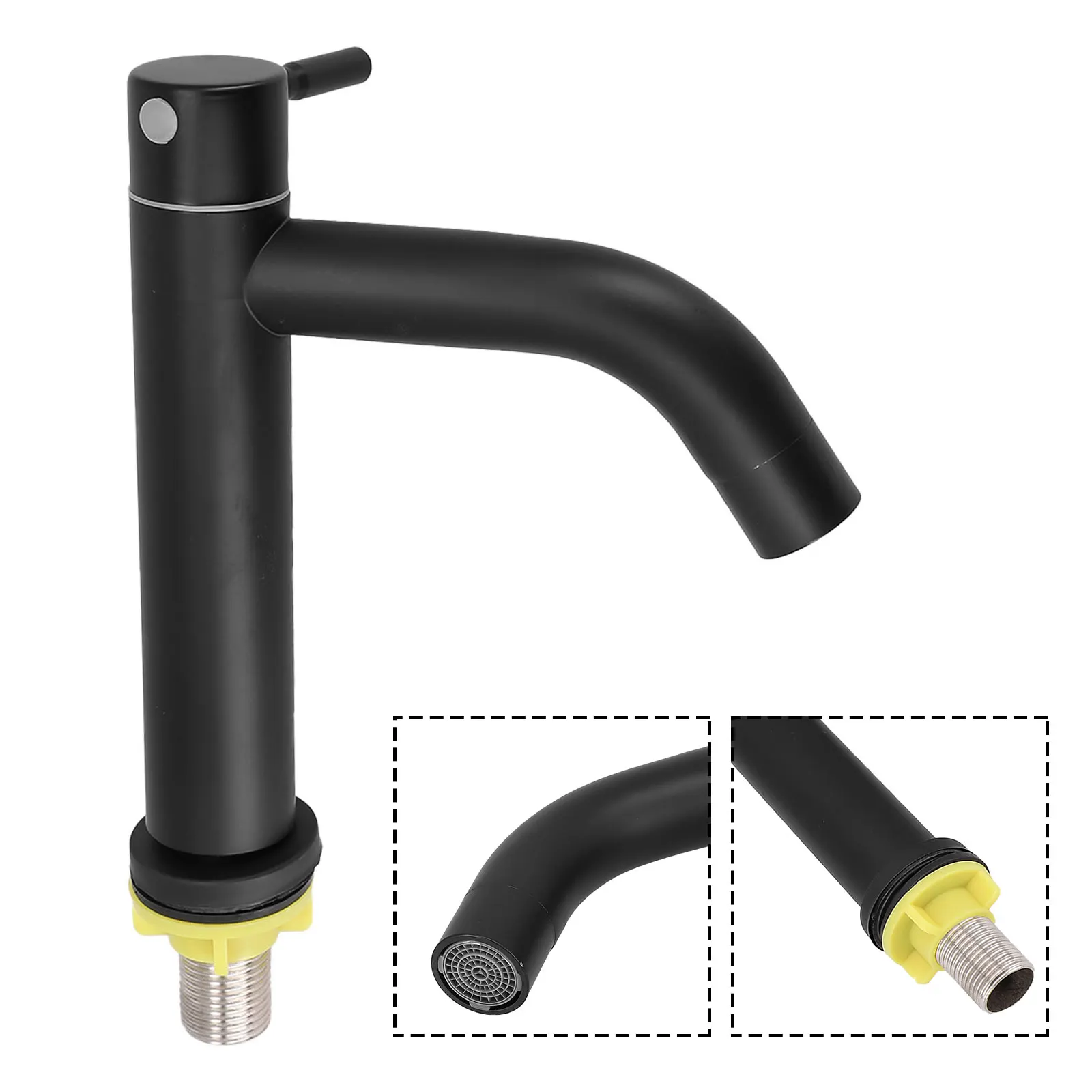 Смеситель для раковины из нержавеющей стали 304 черный одинарный смеситель