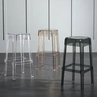 Modern Simple Dining Chairs Transparent High Stools Kitchen Sleek Corner Stools Multi-color Optional Bar Stools For Kitchen