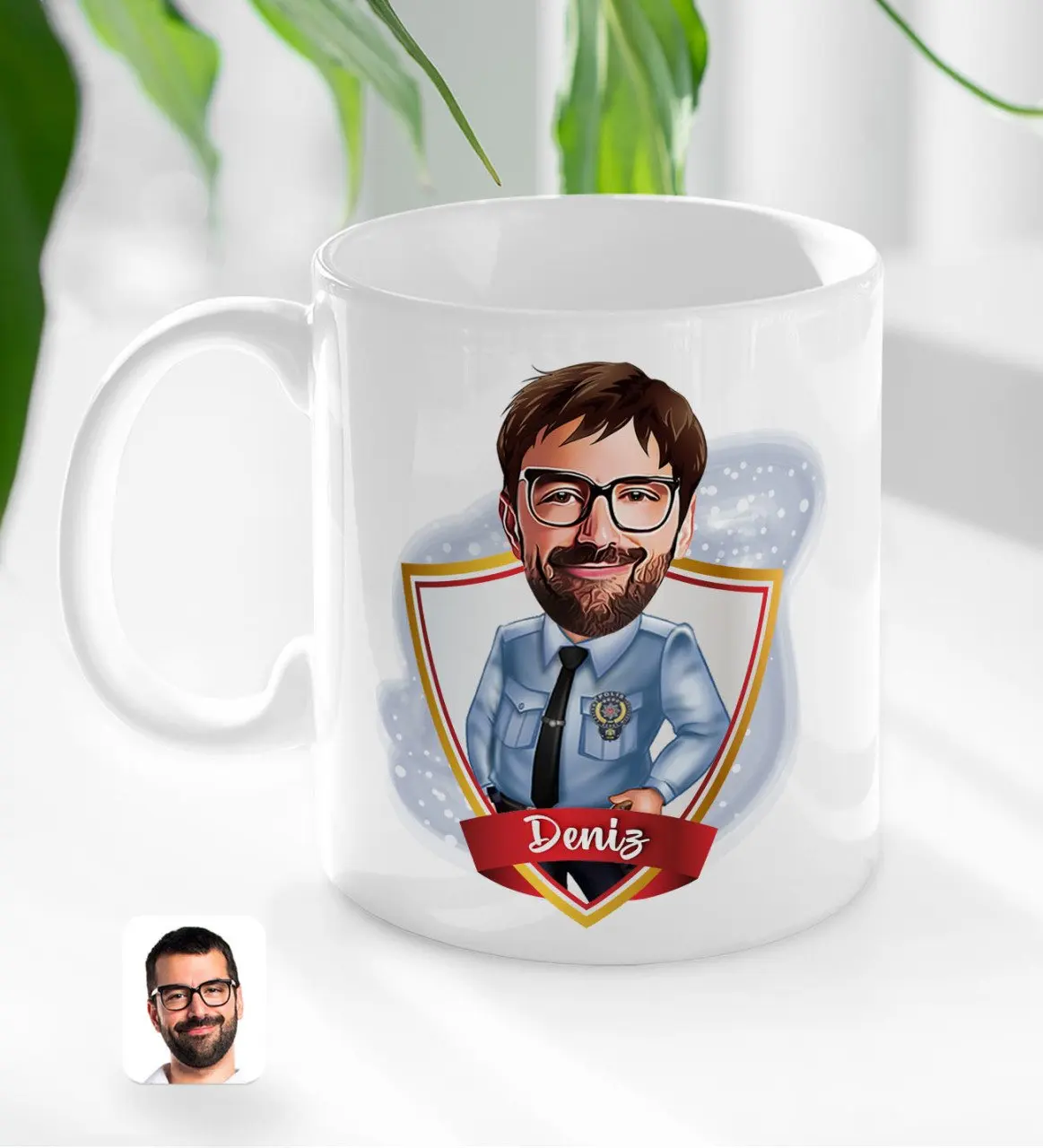 

Персонализированная Мужская полицейская карикатура с белой чашкой