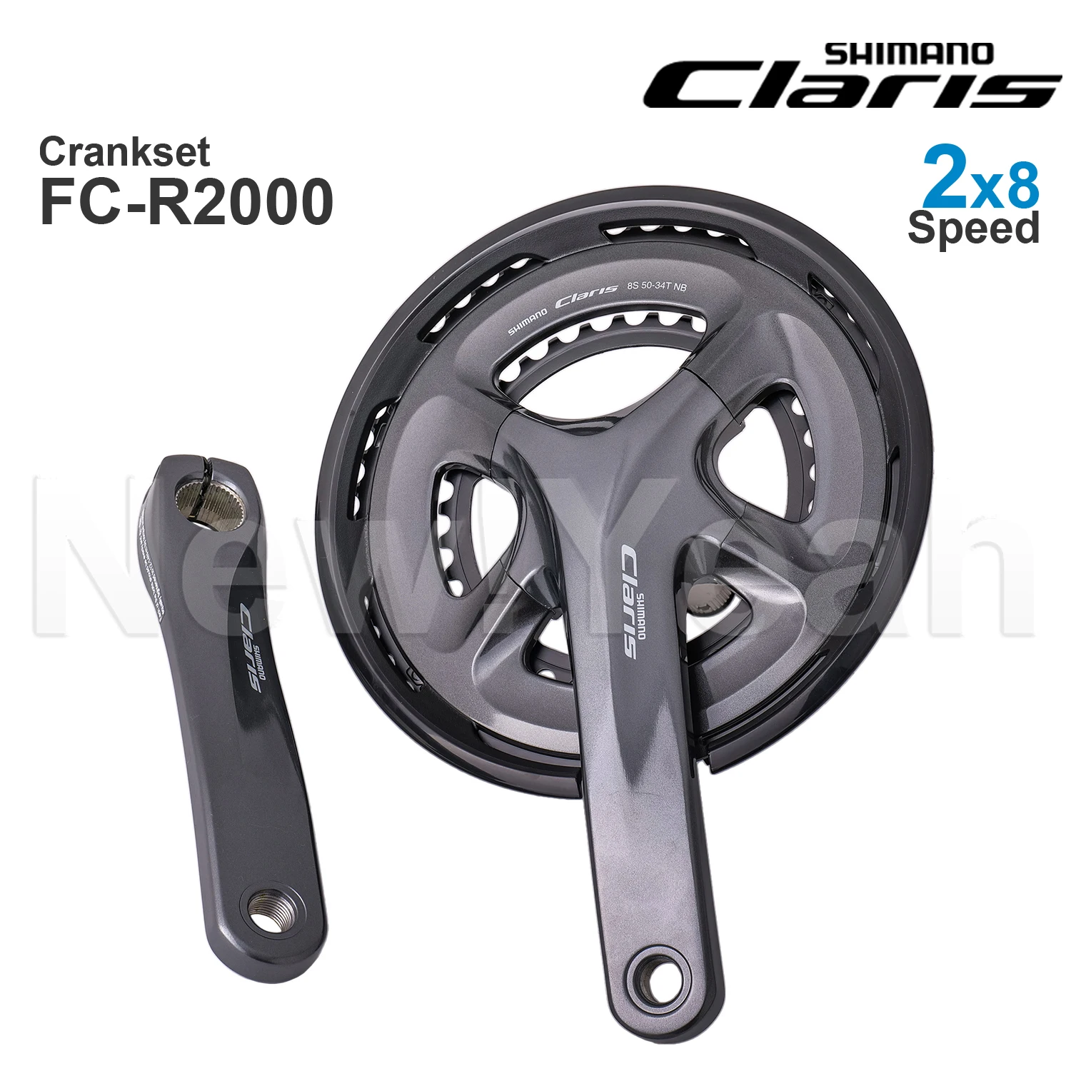 Фото Комплект шатунов SHIMANO CLARIS R2000 FC-R2000 50-34T 2x8 скоростей для шоссейного велосипеда, оригинал №1