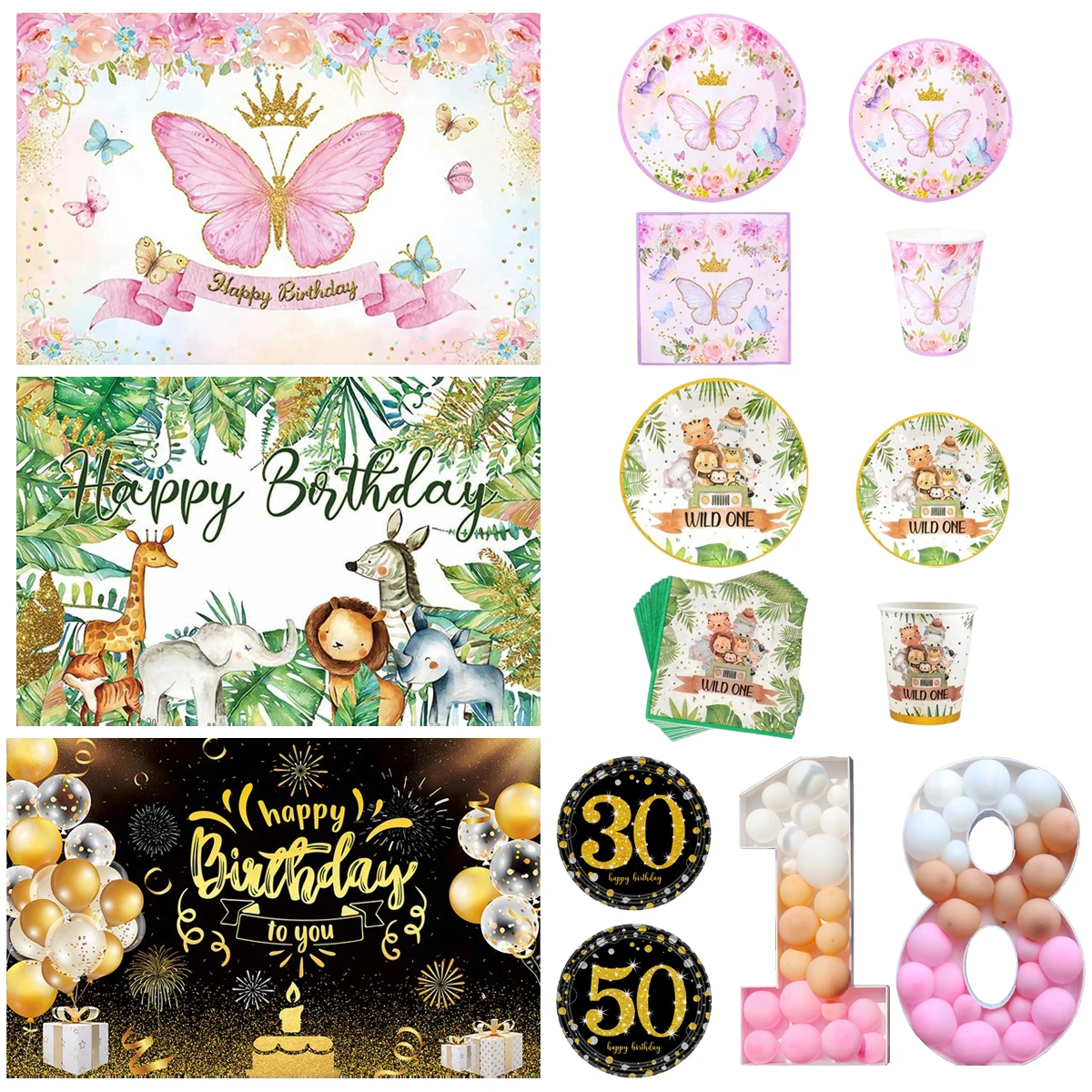 

Happy Birthday Party Decorations Kids 1st 2nd 3rd Birthday Party Decor Adult 18th 30th 40th 50th Birthday Party Supplies