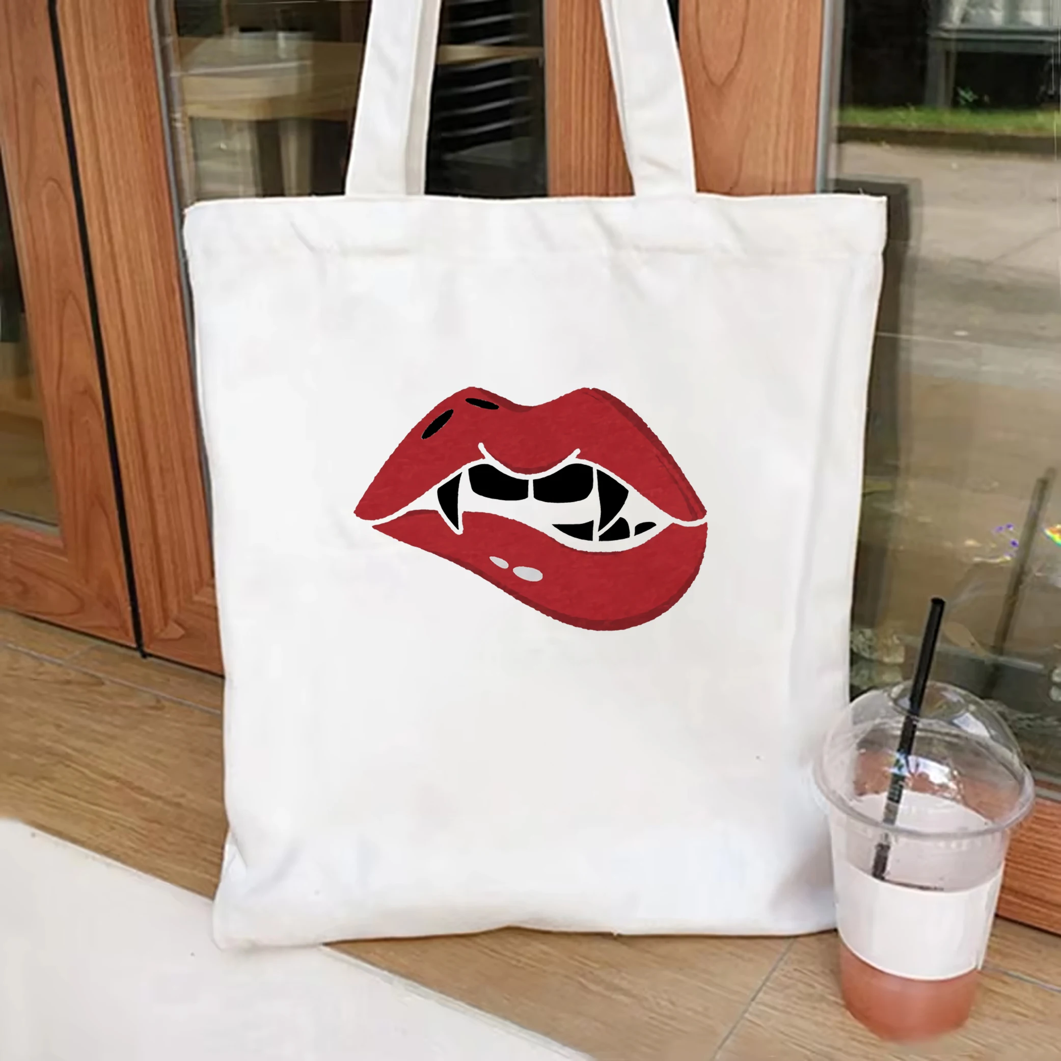 Модная сумка в стиле ретро вампира Холщовая Сумка Хэллоуин клыки для хранения