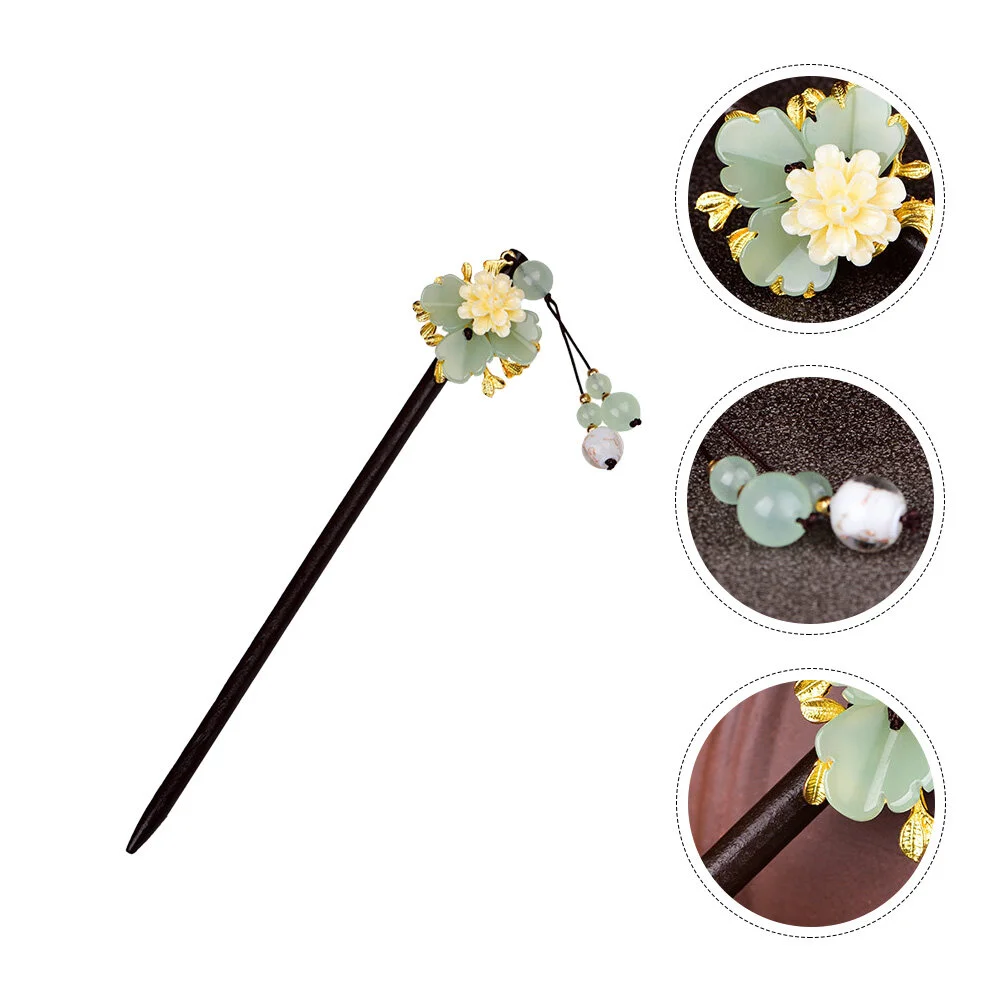 

1pc Vintage Style Wooden Hair Stick Simple Hair Stick Alloy Hair Accessory