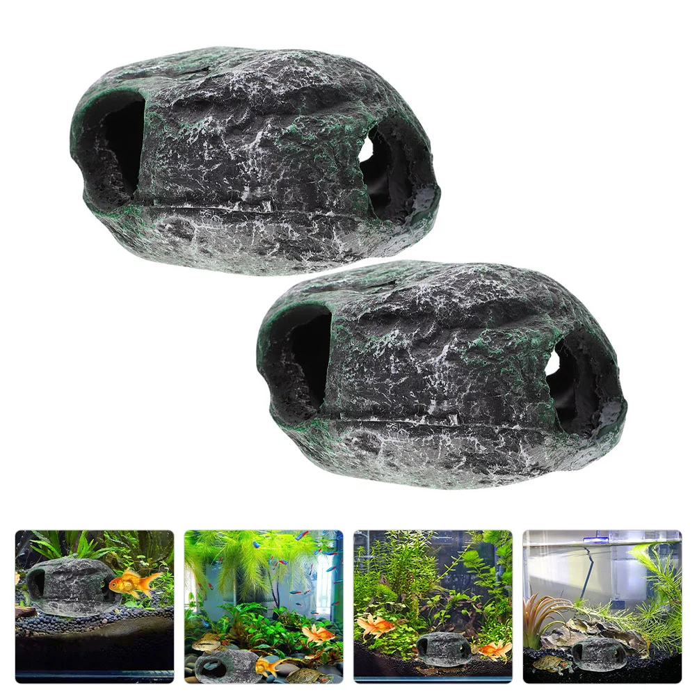 

2Pcs Resin Aquarium Decors Decorative Fish Caves Aquarium Caves Lizard Tank Accessories