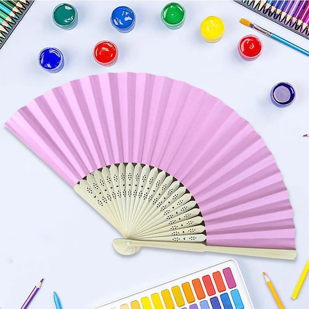 Классический складной веер 1-10 шт. белый розовый из бамбука для ручной практики
