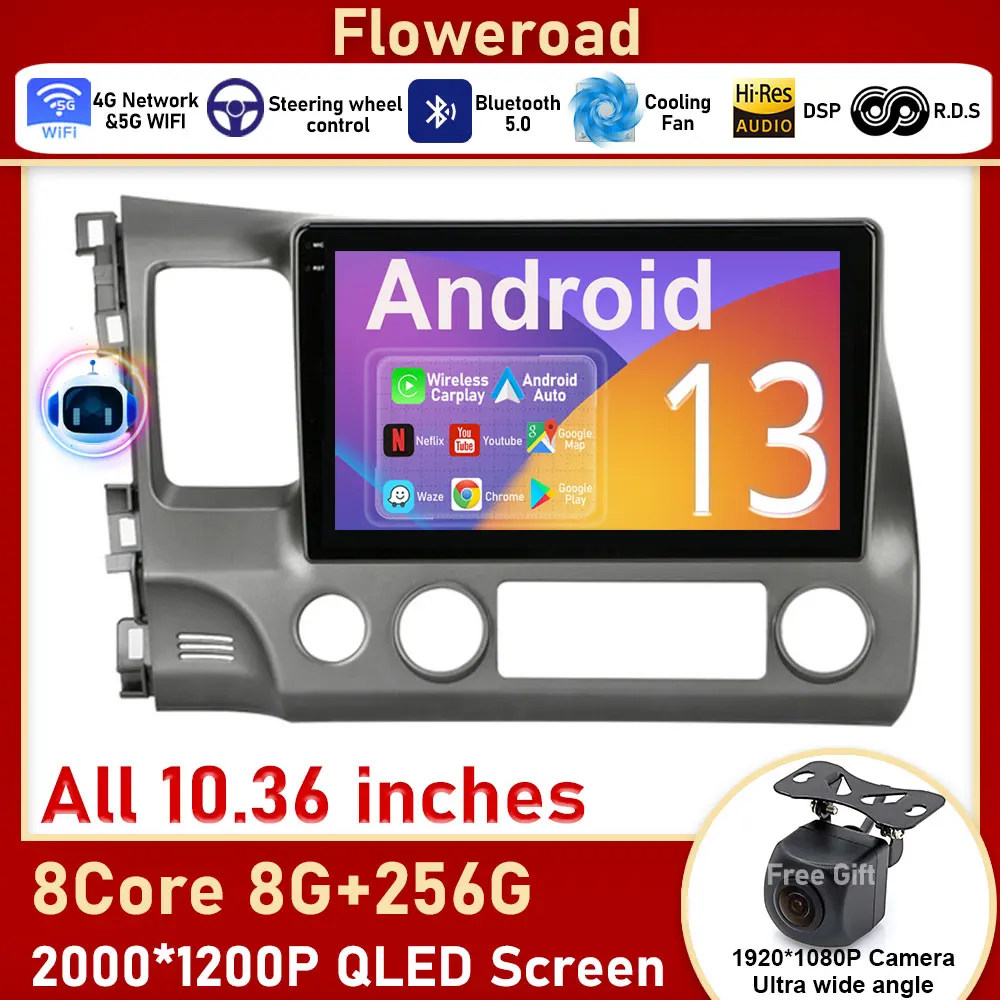 2K Carplay экран для Honda Civic 8 FK FN FD 2005 - 2012 автомобильное радио мультимедийный
