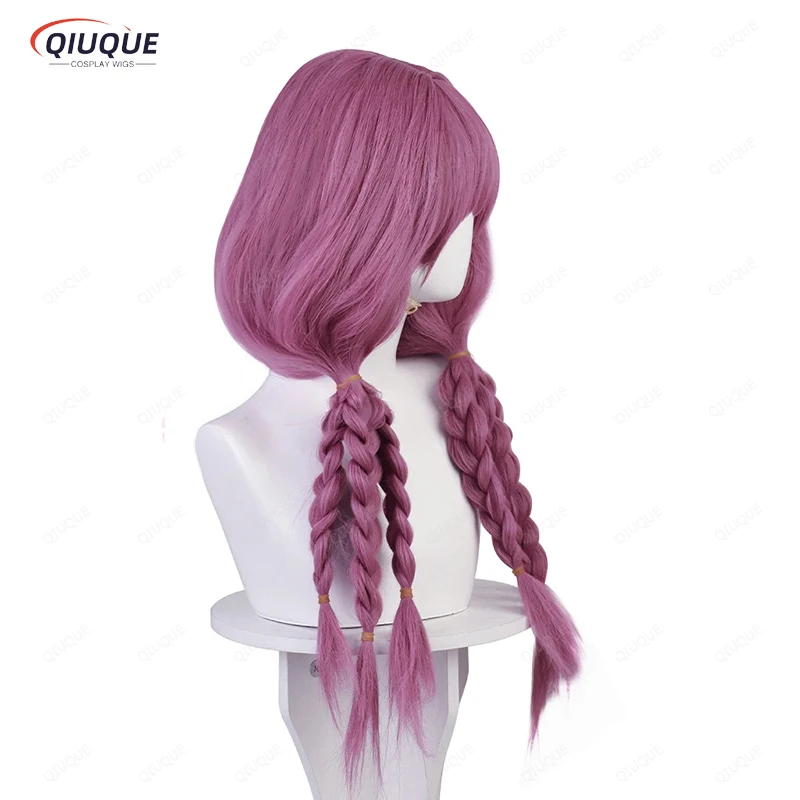 Парик для косплея аниме Aura длинные розовые фиолетовые предварительно оплетенные