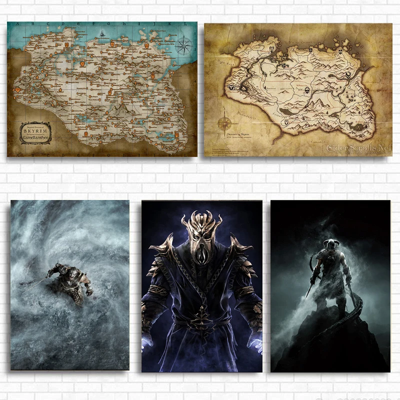 

Large Sizes Skyrim The Elder Scrolls Game Map Posters and Prints Wall Art Picture Canvas Painting for Living Room Home Decor