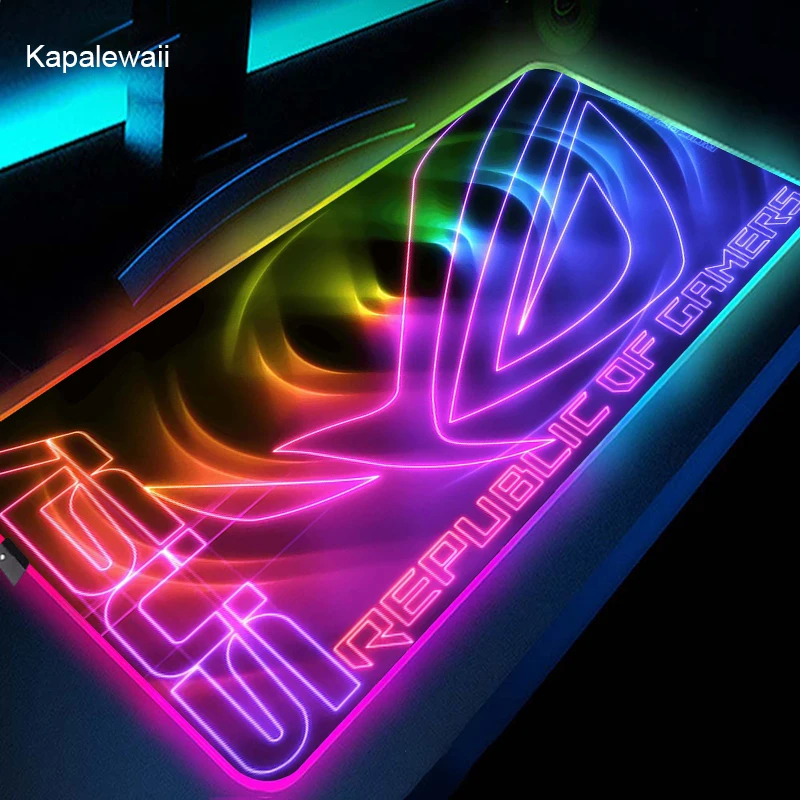 rgb asus rog 900x400 rubber large pc mousepad gamer gaming led mouse pad accessories desk keyboard mat computer laptop mausepad free global shipping
