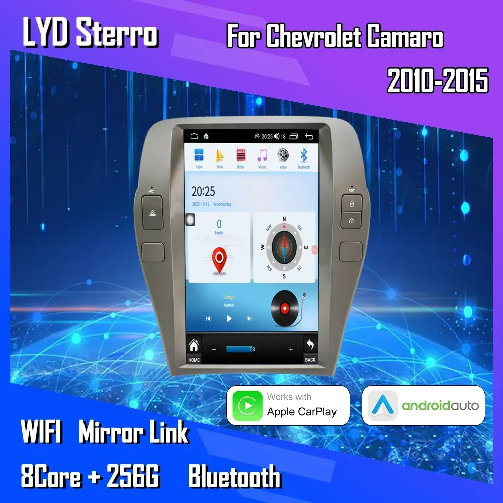 

LYD Sterro для Chevrolet Camaro 2010-2015 GPS радио 4G навигация CarPlay Android 13 Тесла стиль умный мультимедийный видеоплеер