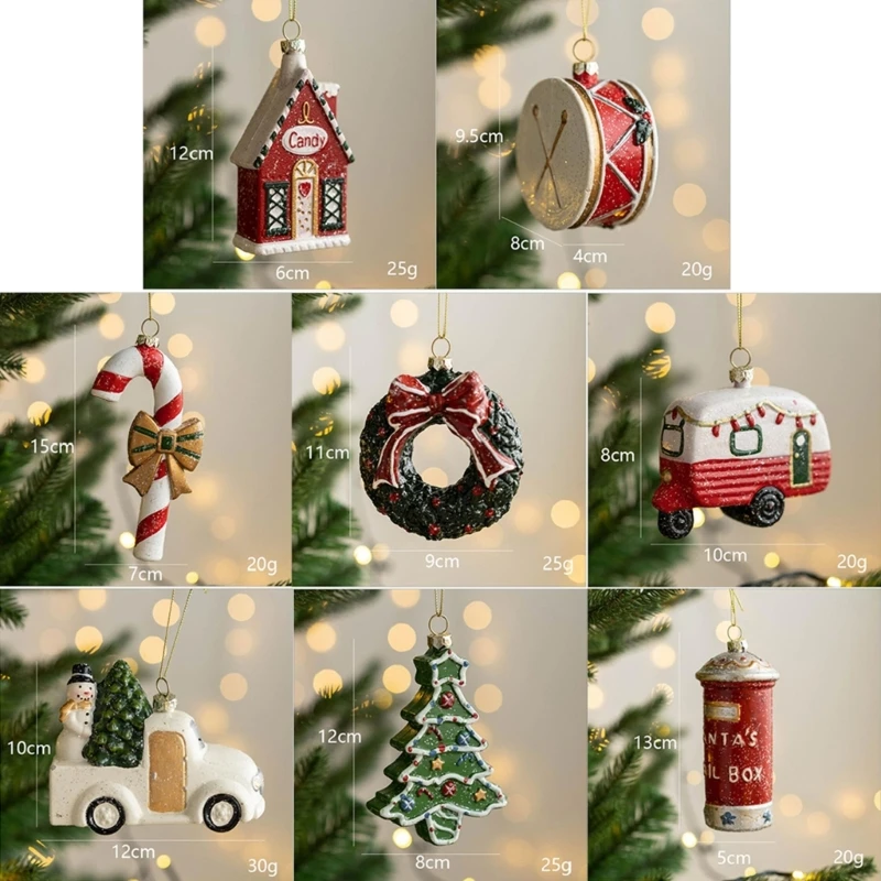 

Christmas Pendant House Wreath Drum Pendants for Xmas Tree Home Ornament