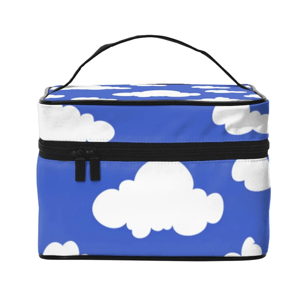 

Cartoon Cloud Cosmetic Bags Cloudy Blue Sky Pack Storage Organizers with Handle Traveling Couples Makeup Bag