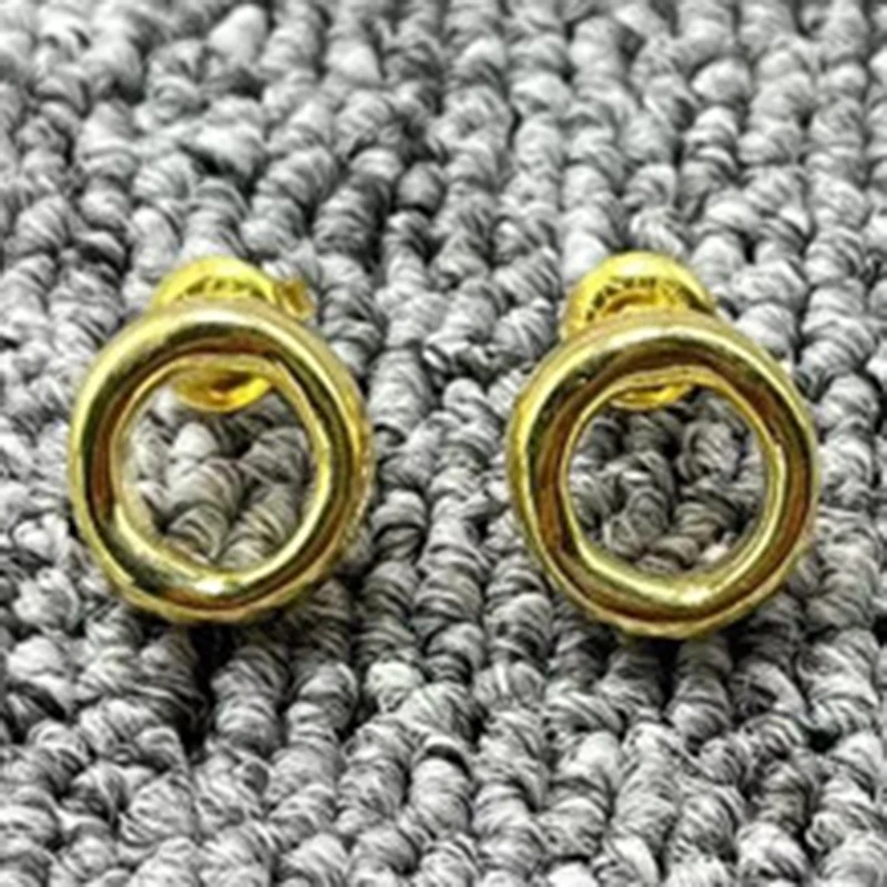 

Best Sales Creative Spanish Original Fashion Electroplating 925 Silver 14k Gold Pin Stud Circle Earrings Holiday Jewelry Gift