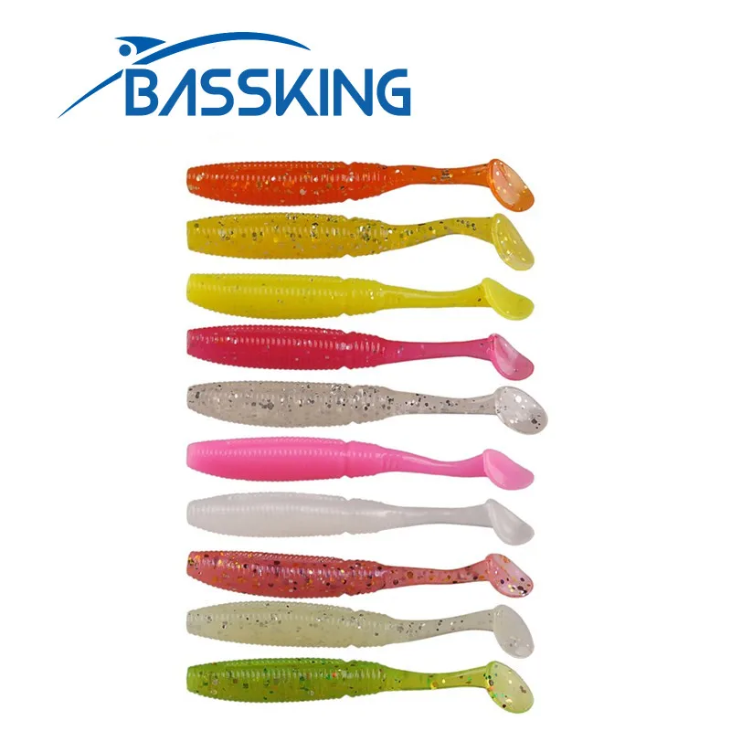 BASSKING 15 шт. 50 мм 2 г мягкие рыболовные приманки T-tail, силиконовые приманки, свимбейт, рыба, Искусственные воблеры для окуня, морские приманки