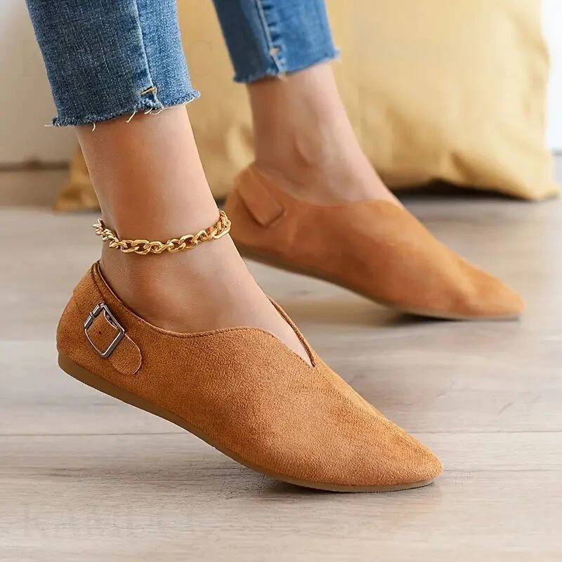 

Women Loafers Retro Pointed Toe Suede Flat Shoes Summer Slip On Casual Shoes Female Feetwear Zapatos Mujer Plus Size 35-43