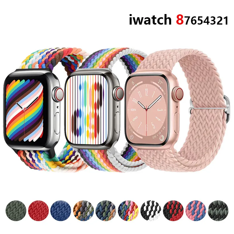 

Braided Solo Loop For Apple Watch 8 7 45mm 41mm 44mm 40mm 42mm Adjustable Nylon Elastic Bracelet iWatch 6 5 4 3 SE Ultra 49mm