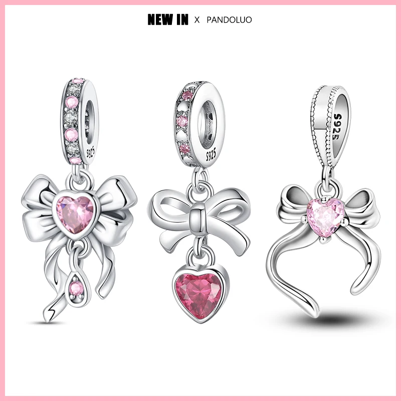 Классический розовый бант с подвеской в виде сердца для девочек очаровательный