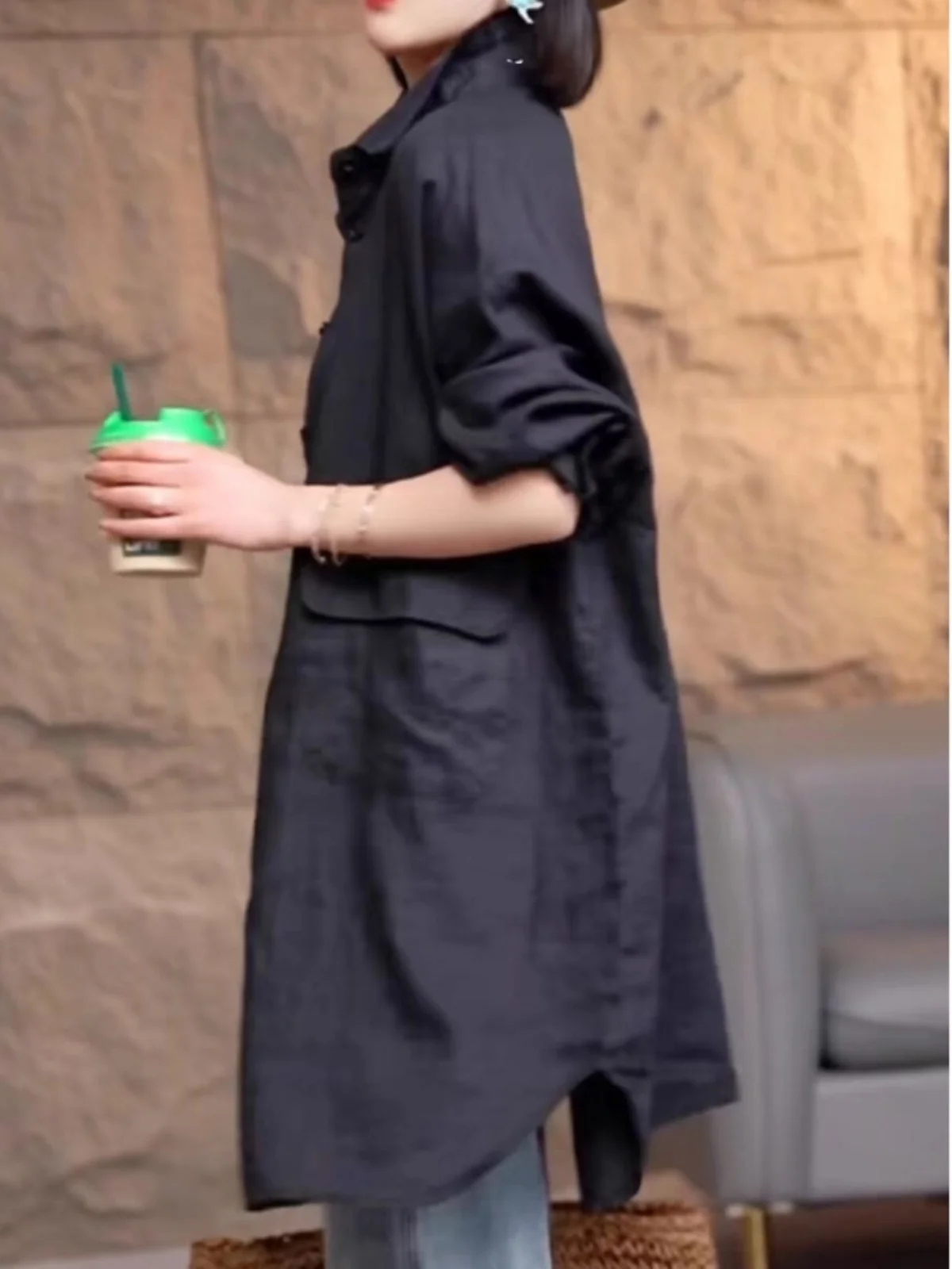 Льняные рубашки в стиле ретро с гонконгским вкусом верхняя одежда женская мода