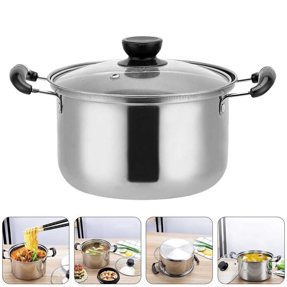 

Pot Soup Stainless Cooking Steel Stock Lid Pan Kitchen Pasta Cookware Stew Saucepan Noodles Noodle Hot Steamer Boiling Ramen