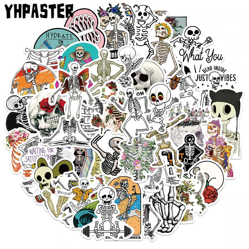 

10/30/50Pcs Skull Graffiti Fashion Labe Waterproof Sticker For Planner Scrapbooking Stationery Japanese Motorcycle Laptop Diary