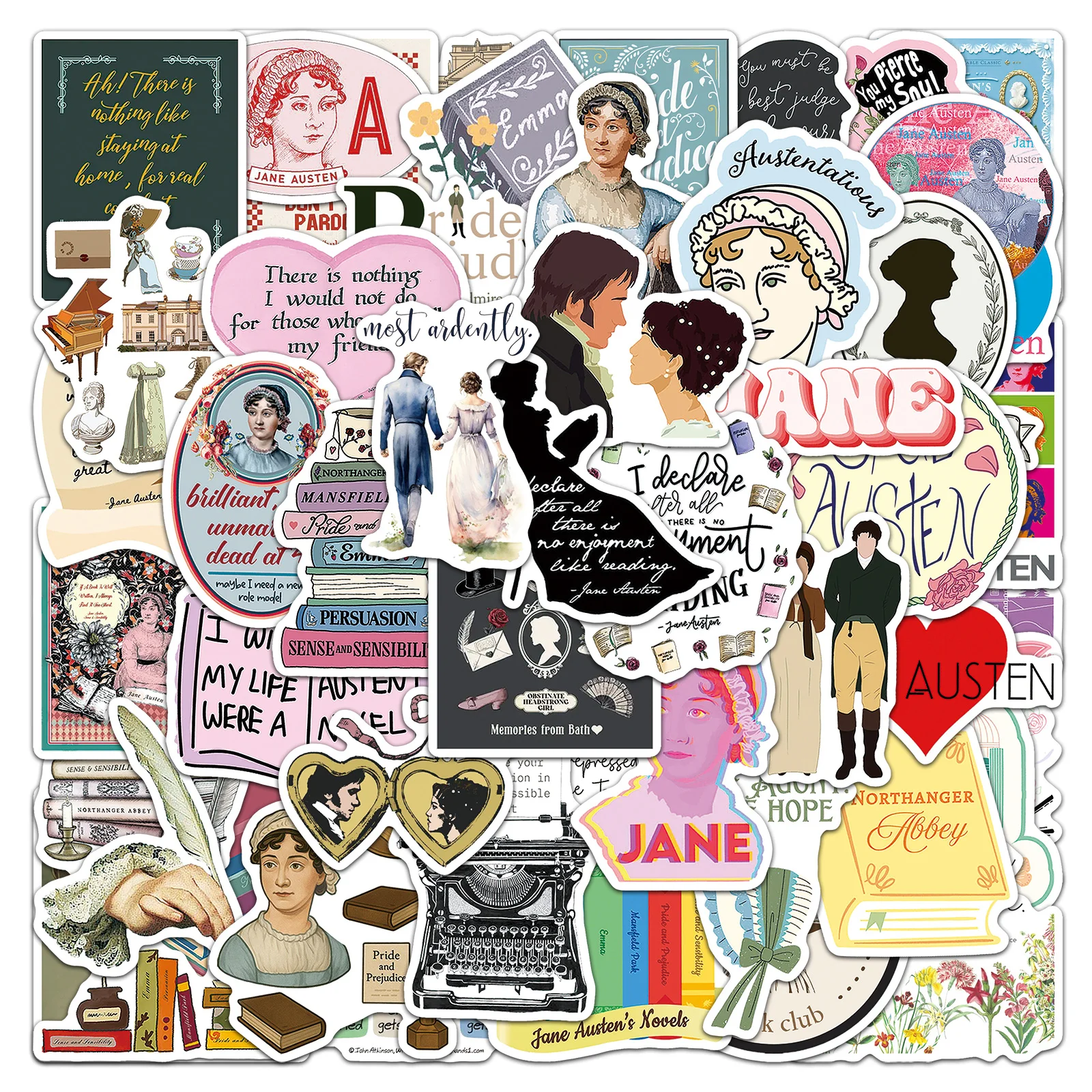 

Набор из 50 разноцветных водонепроницаемых наклеек Jane Austen