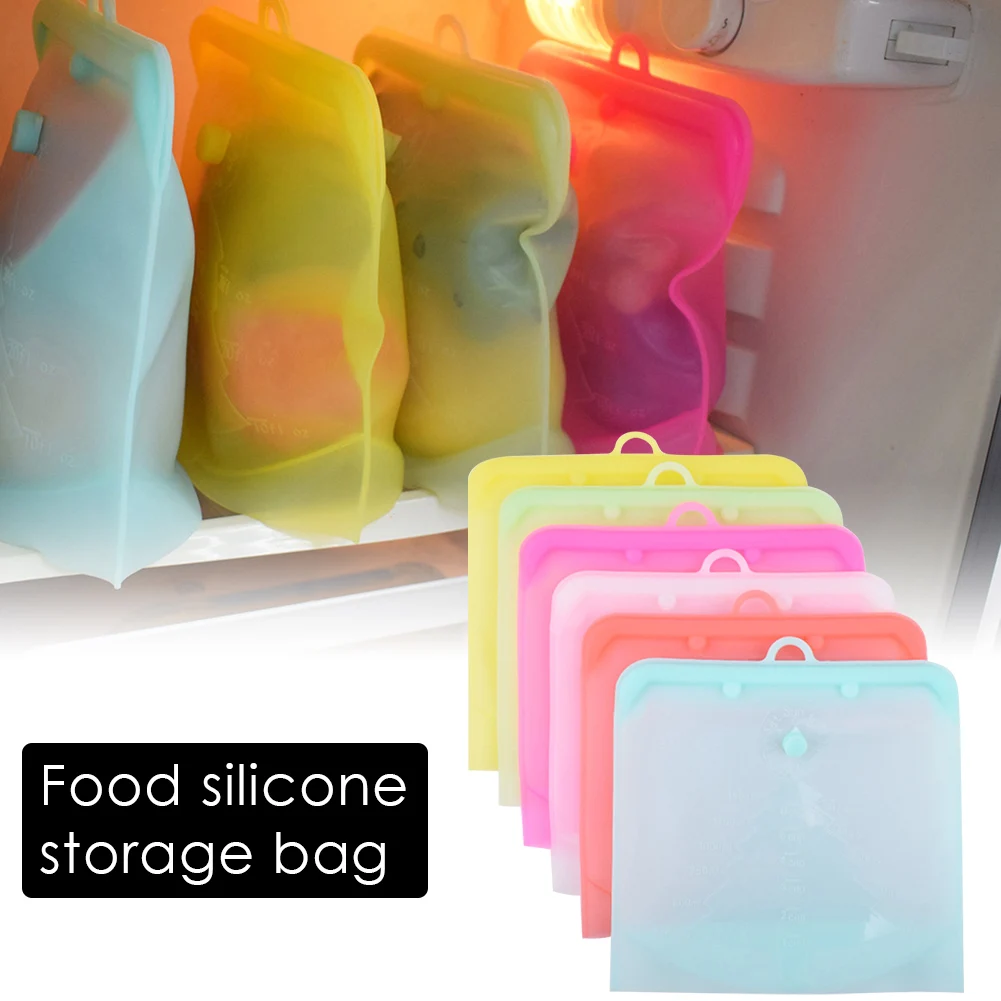 

Reusable Food Storage Bag Sealed Silicone Storage Containers For Fruits Vegetables Snack Organizer Fresh Stand Up Zip Shut Bags