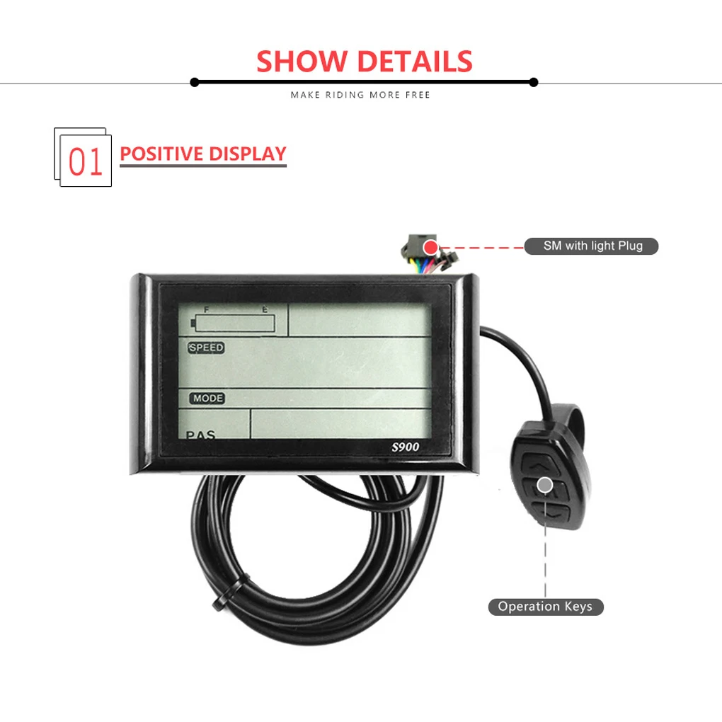 

Electric Bicycle Controller LCD Display Intelligent Control Panel with Light Connector E-bike Repair Parts Outdoor