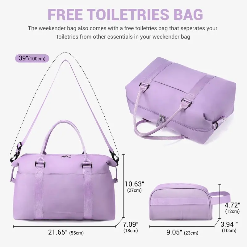 Weekender Bag for Women Sports Tote Gym Bag, Women Travel Lightweight Waterproof Carry Luggage Bag (Purple)