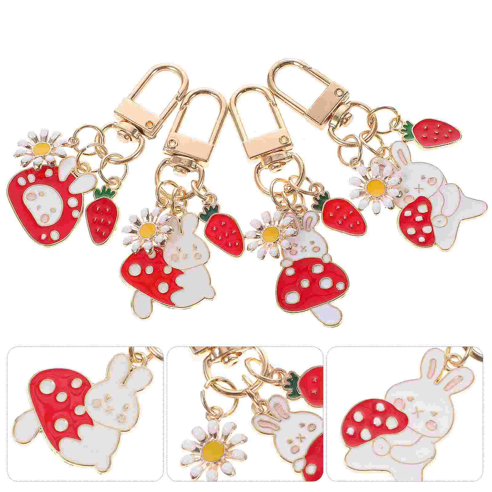 

4pcs Bunny Keychain Lovely Keychain Backpacks Purse Charms Hanging Ornament