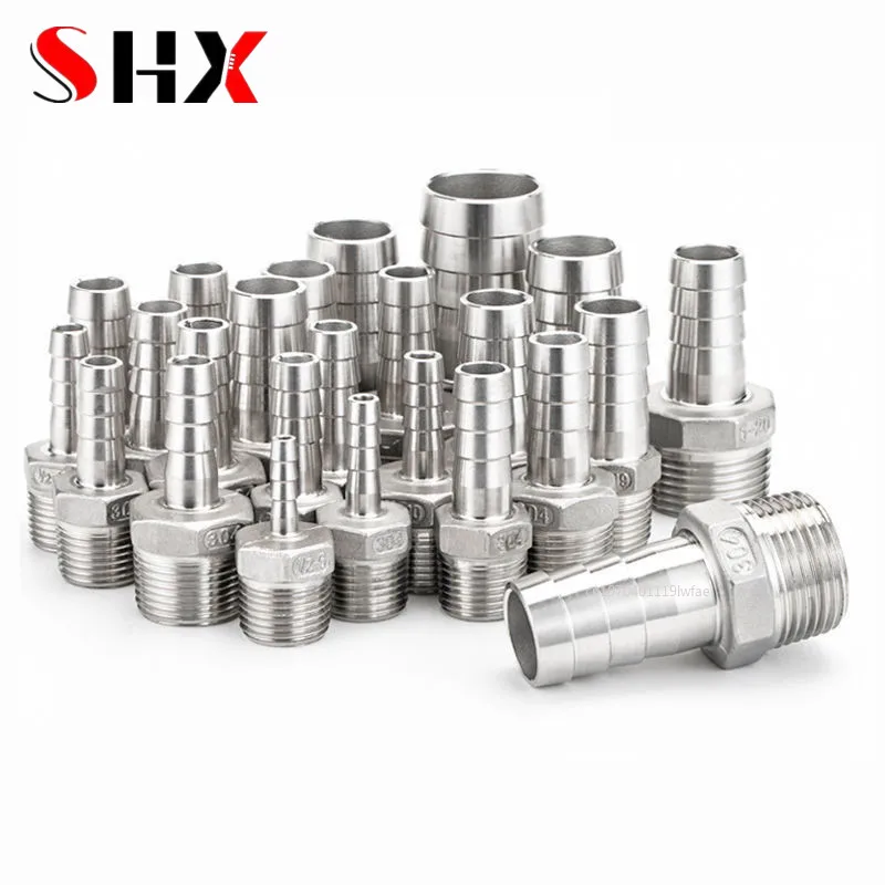 

6 8 10 12 mm 1/4" 3/8" Stainless Steel 304 BSP Male Thread Pipe Fitting Barb Hose Tail Reducer Pagoda Joint Coupling Connector