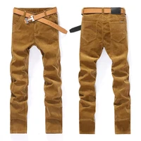 khaki slim trousers male brand clothes 2022 new autumn mens thick corduroy stretch casual pants classic style