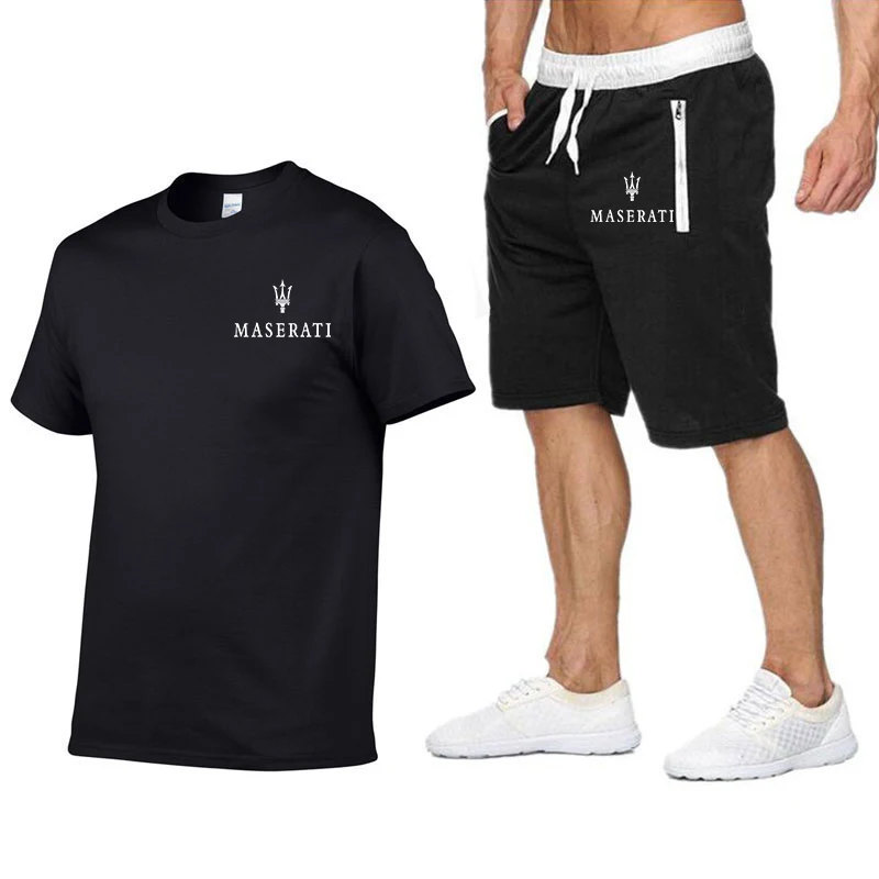Men's summer sports suit short sleeved T-shirt shorts New men's casual suit shorts T-shirt 2 pieces