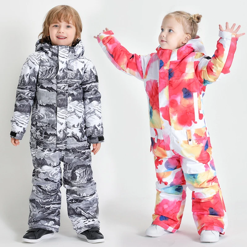 

Плотный теплый Снежный комбинезон, детский спортивный горнолыжный комбинезон для маленьких мальчиков и девочек, комбинезон для улицы, Детская альпийская одежда