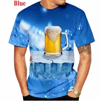 2022 newest beer print t shirt summer casual mens and womens cool t shirt tops