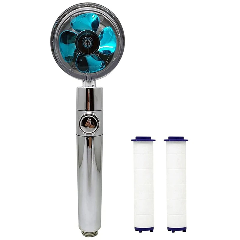 

Насадка для душа с пропеллером под высоким давлением, вращающаяся на 360 ° насадка для душа, универсальный разъем 2 см с 2 фильтрами