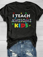 teeteety womens high quality 100 cotton teach awesome kids printed graphic o neck t shirt