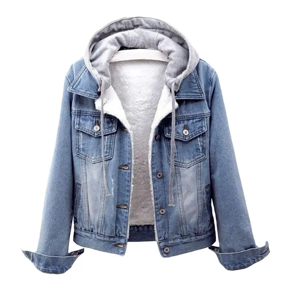 

Winter Coat Detachable Hat Outerwear Thermal Plus Size Plush Denim Winter Coat Winter Jacket for School