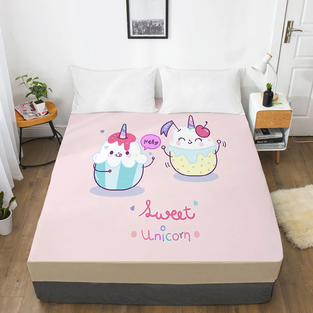 

Cartoon cute Elastic fitted sheet bed sheet With An Elastic Band Mattress Cover Customizable size lovely Bed cover for glass
