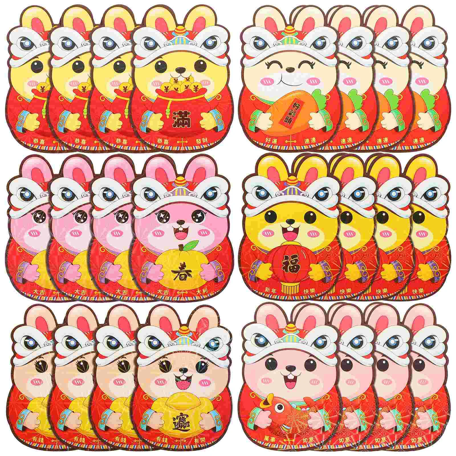 

Красные конверты, китайский счастливый кролик, новые пакеты Bao Hong Paper Bunny Pocket Festival Spring, лунный конверт