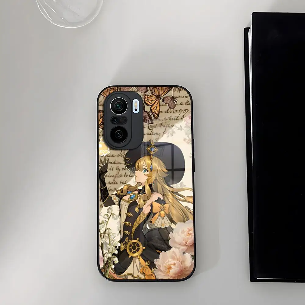 Genshin impact Navia Phone Case Tempered Glass for Xiaomi 14 12 Lite Pro 13 11t lite POCO M6 M5 X6 X5 X3 NFC F5 F6 Cover