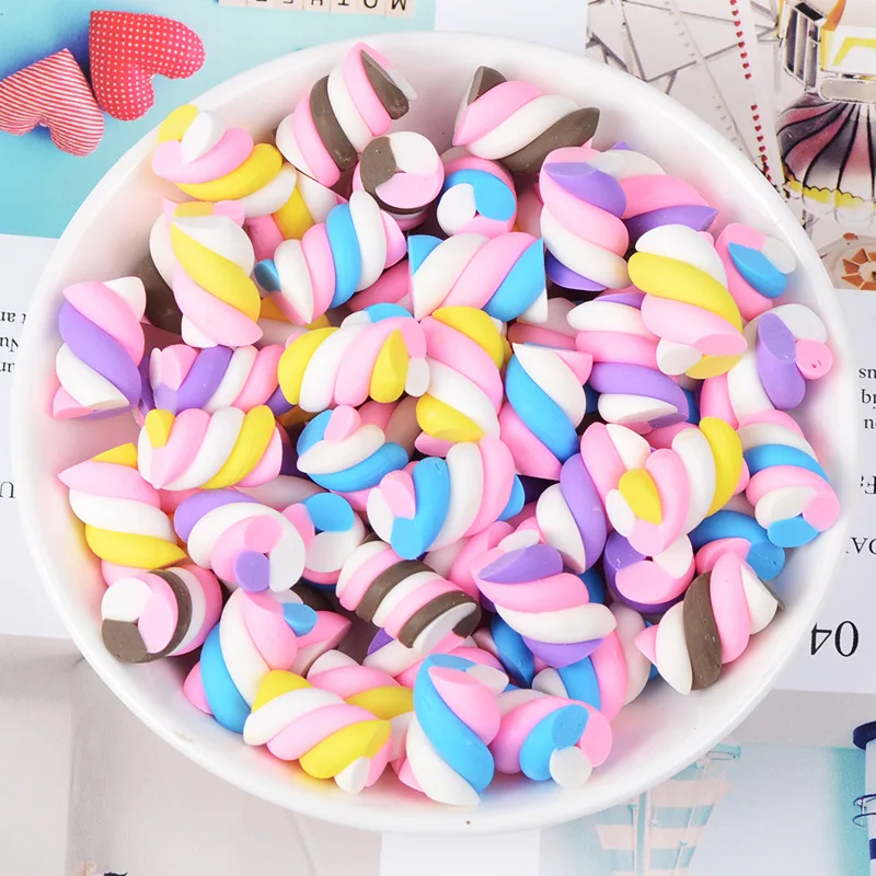 

10Pcs 15mm Clay Marshmallow Mini Mixed Candy Flat Back Cabochon Scrapbooking Kawaii DIY Decoration Accessories