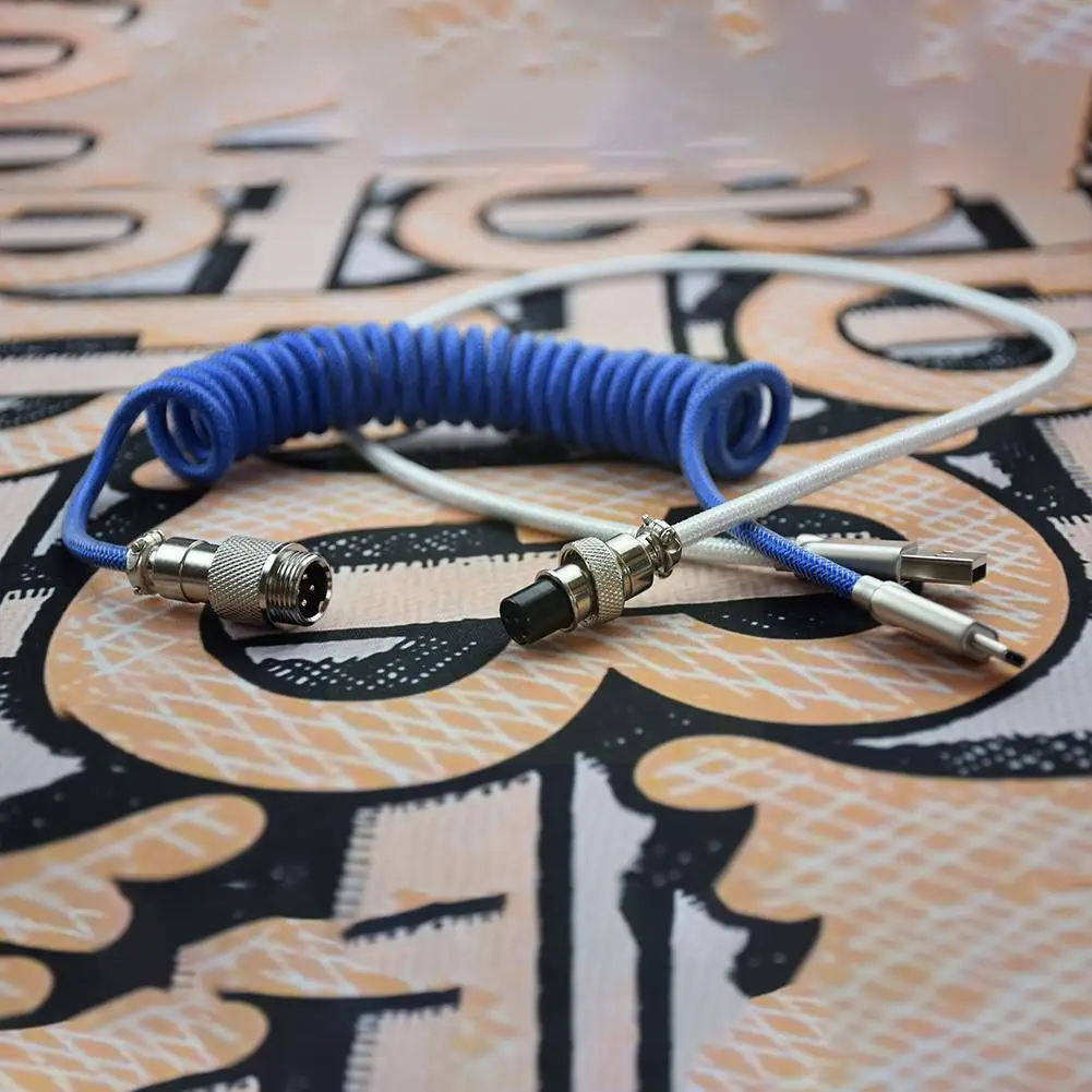 

1pc Mechanical Keyboard Link Cable Type-c To Usb Nylon Cable Coiled Coiled U3l1 R1k4 S1n3