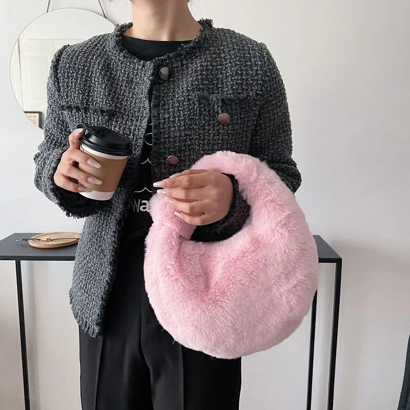 

Роскошная сумочка из высококачественного искусственного плюша с мягкой текстурой для вечерние, путешествий, обеденная сумка, модный новый ...