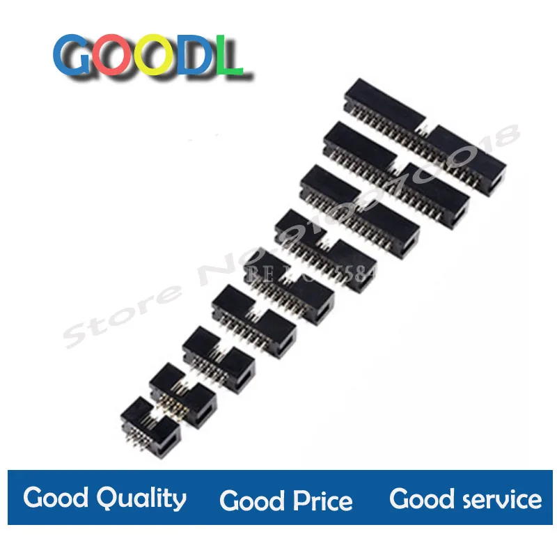 10PCS Pitch 2.54mm DC3 6/8/10/14/16/20/26/30/34/40/50 Pin 2x3/4/5/7/13Pin Straight Male Shrouded PCB IDC Socket Box Header JTAG
