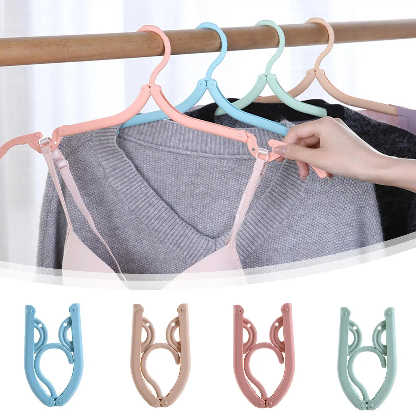 

10pcs Foldable Magic Travel Folding Hanger Portable Outdoor Travel Anti-Slip Clothes Hanger Drying Rack Plastic Hangers