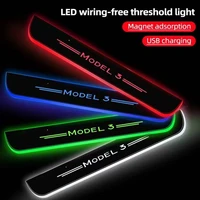 car welcome threshold led lamp car door atmosphere light for model 3 2016 2021 car interior decoration ligth accessories