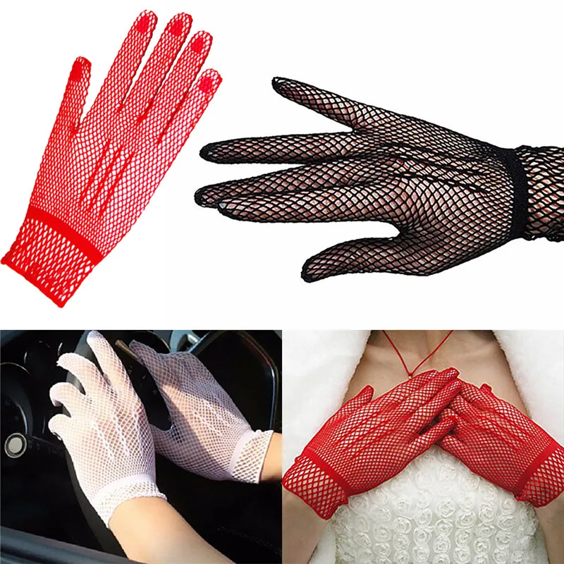 

1Pair Summer Women Hollow Fishnet Driving Sun Protection Gloves Bridal Wedding Party Prom Lace Gloves