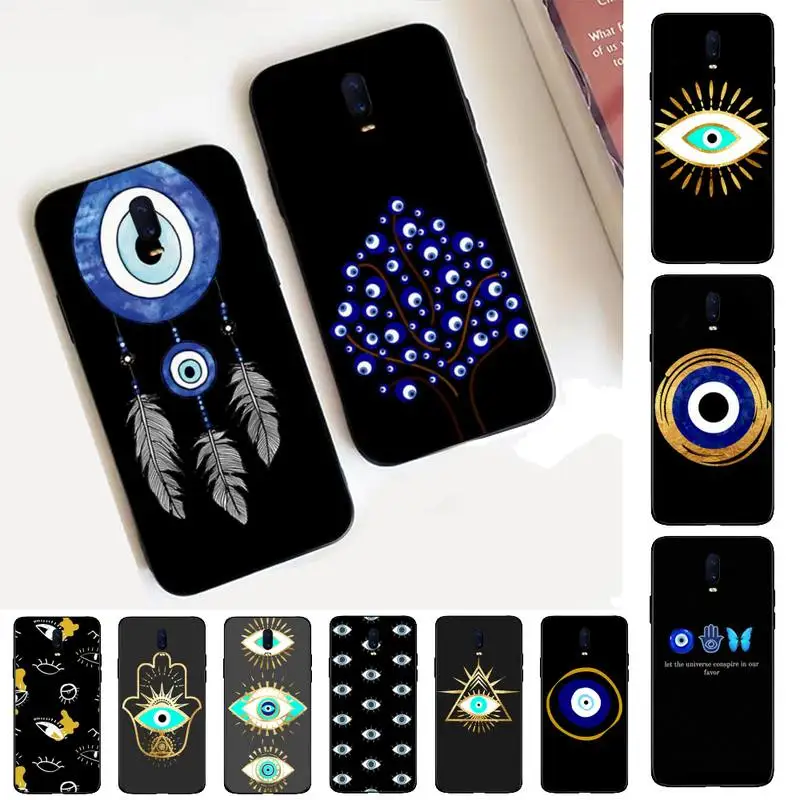 

Evil Eye Illustrations black Phone Case for Vivo Y91C Y11 17 19 17 67 81 Oppo A9 2020 Realme c3
