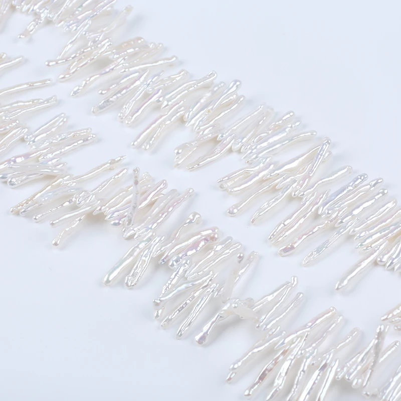 Зубочистка из пресноводной нити с жемчужинами в стиле барокко ширина 3-5 мм * 25-28