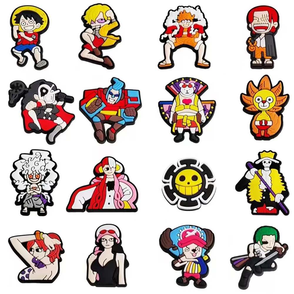 

1pcs Luffy Croc Charms Designer for One Piece Shoe Charms Croc Accessories for Classic Clog Kids Gift Hot Sale